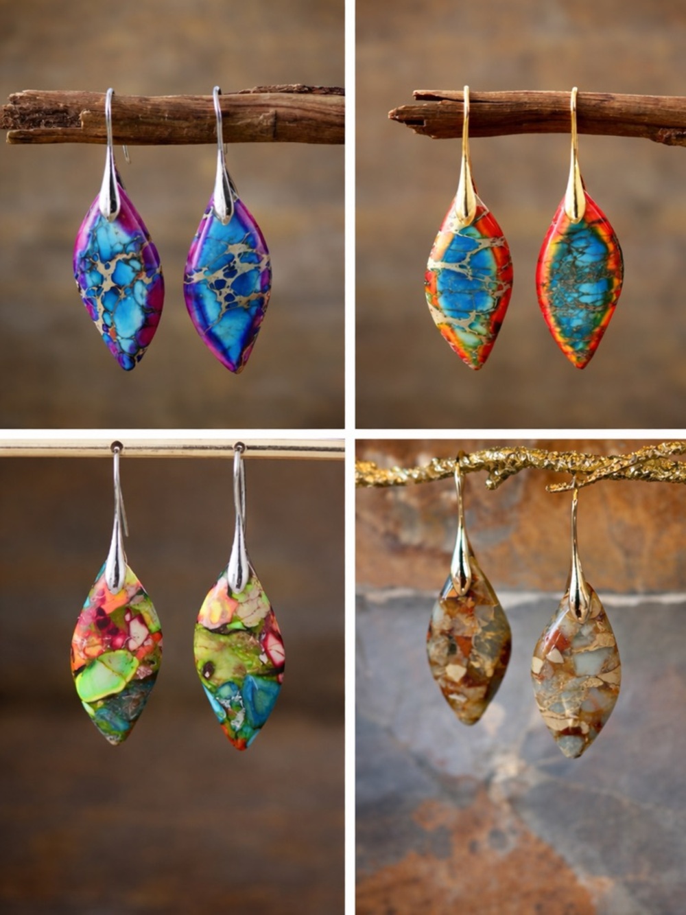 Handmade Polished Lightweight Stone Earrings